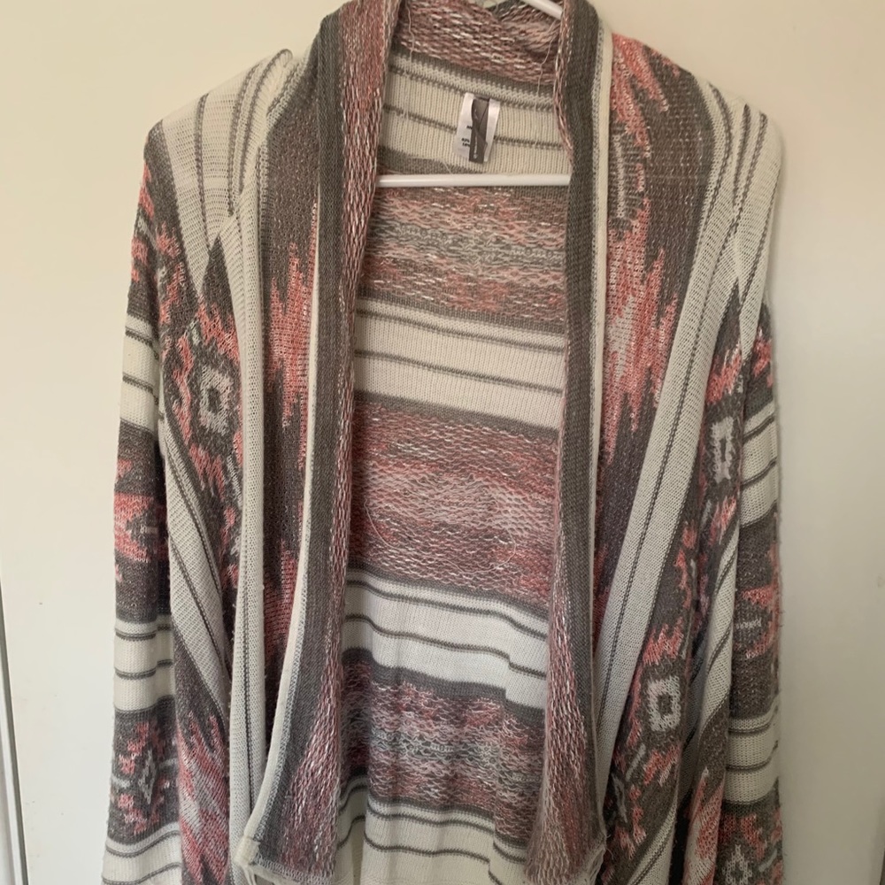 Aztec print pink and gray cardigan